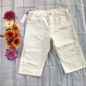 NWT Helmut Lang White Knee length Cut off Shorts